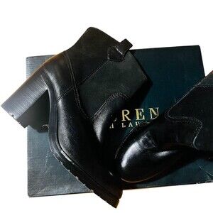 Lauren Ralph Lauren Devyn Western Ankle Booties Womens Black Size 6.5 M